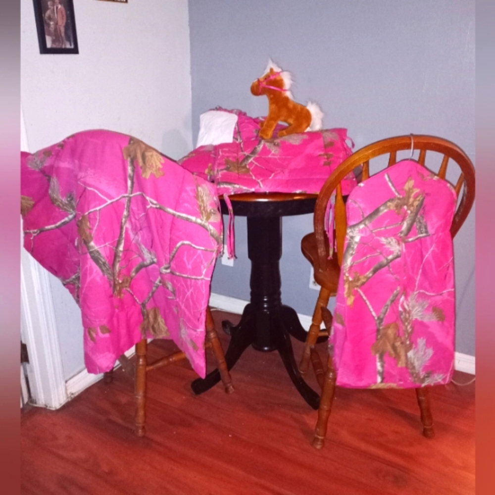 Real Tree pink camo baby crib set